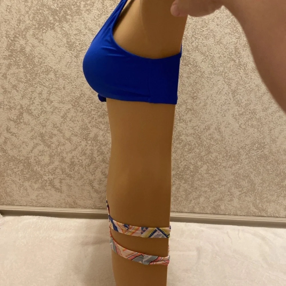 Express Royal Blue Bikini with Multicolor Patterned Bottom